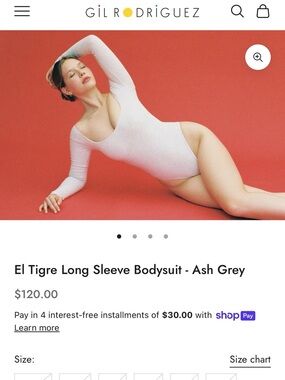 Gigi Rodriguez Heather Light Gray Long-Sleeve Scoop Neck Bodysuit